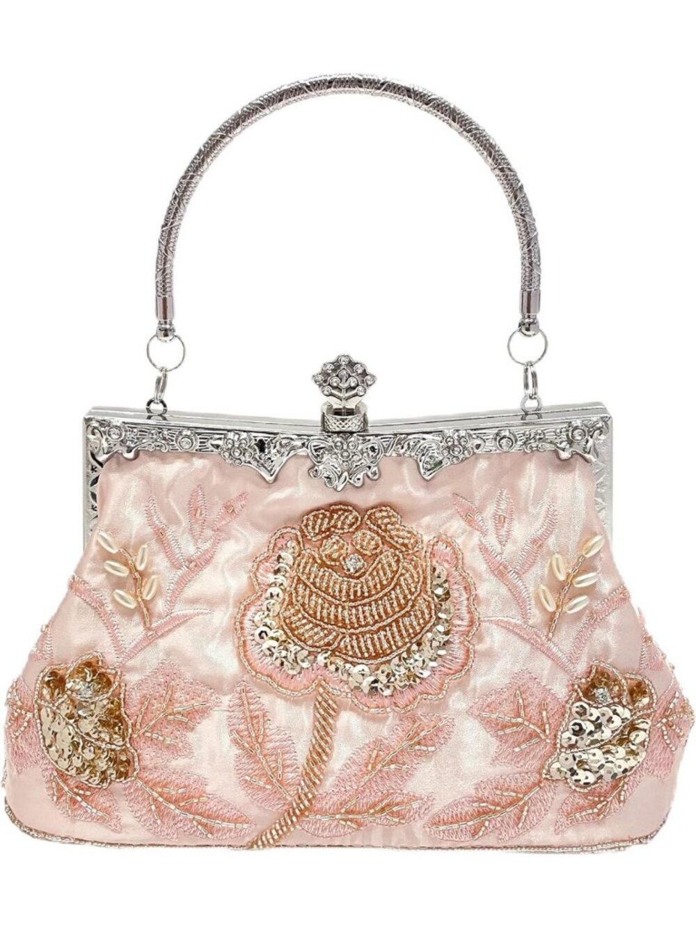 Elegant Rose Beaded Evening Clutch Purse for Women | Perfect for Parties
